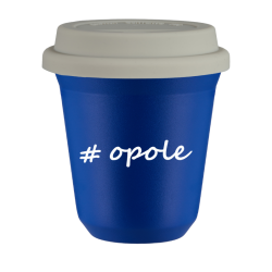 Cup 240 ml BLUE "Opole", with white lid