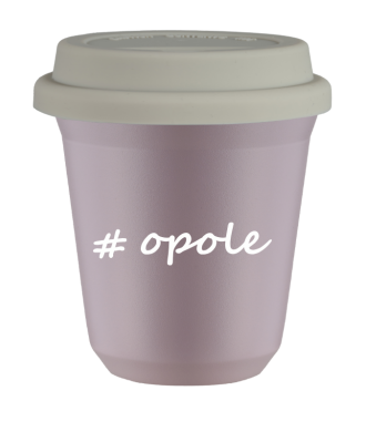 Kubek 80 ml LAWENDOWY Opole z pokrywką biala