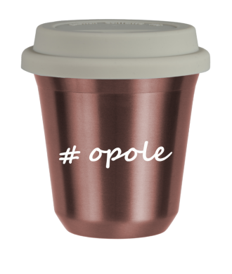 Kubek 240 ml RÓŻOWE ZŁOTO Opole z pokrywką biala