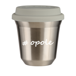 Cup 80 ml SILVER "Opole", with white lid
