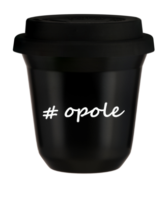 Kubek 240 ml CZARNY Opole z pokrywką czarna