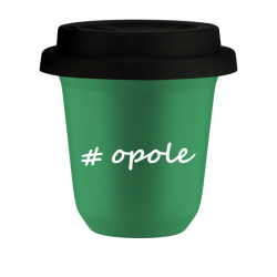 Cup 240 ml GREEN "Opole", with black lid