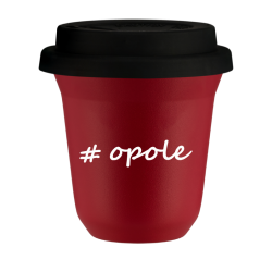 Cup 150 ml RED "Opole", with black lid