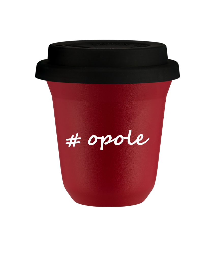 Cup 150 ml RED "Opole", with black lid