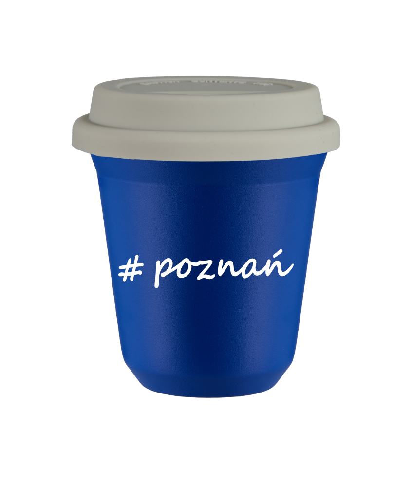 Kubek 150 ml NIEBIESKI Poznań z pokrywką biala kubek termiczny na kawe | 70,00 zł Kubek 150 ml NIEBIESKI Poznań z pokrywką biala kubek termiczny na kawe | 70,00 zł