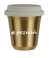 Kubek 80 ml ZŁOTY Poznań z pokrywką biala kubek termiczny na kawe | 70,00 zł