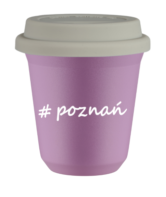 Kubek 80 ml LILIOWY Poznań z pokrywką biala