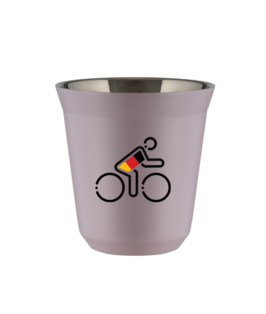 Cup 80 ml LAVENDER "Cyclist in German colors (black)"