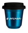 Kubek 80 ml NIEBIESKI METALIC Poznań z pokrywką czarna kubek termiczny na kawe | 70,00 zł