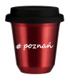 Kubek 240 ml CZERWONY METALIC Poznań z pokrywką czarna kubek termiczny na kawe | 75,00 zł