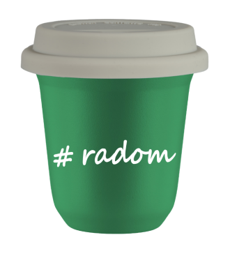 Kubek 150 ml ZIELONY Radom z pokrywką biala