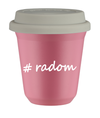 Kubek 80 ml RÓŻOWY Radom z pokrywką biala
