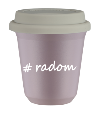 Kubek 240 ml LAWENDOWY Radom z pokrywką biala