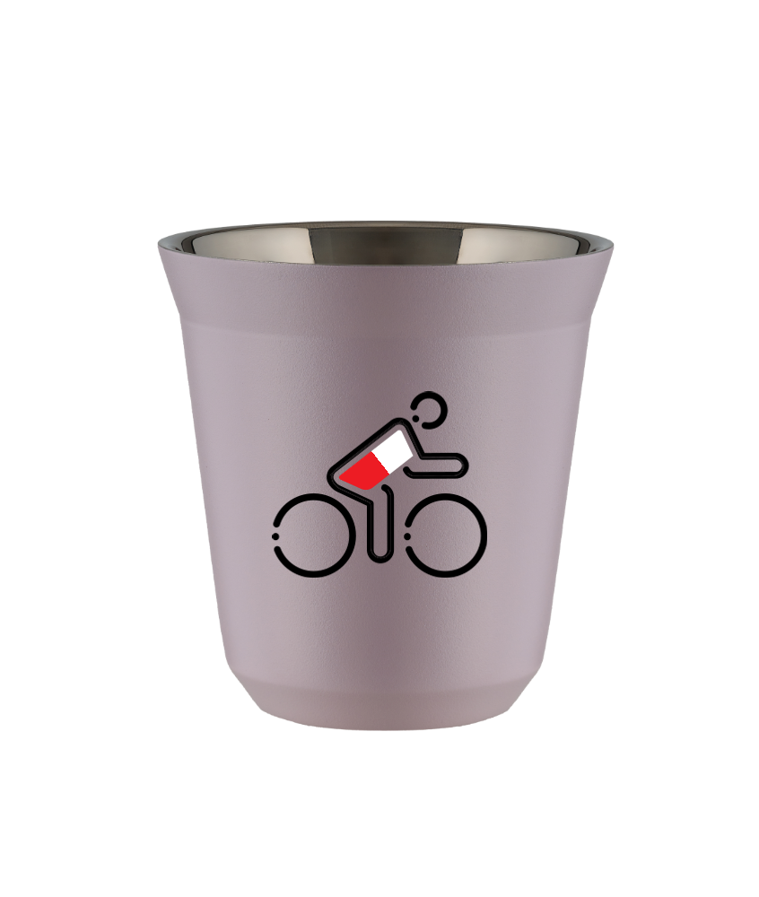 Cup 80 ml LAVENDER "Cyclist in Polish colors (black)"