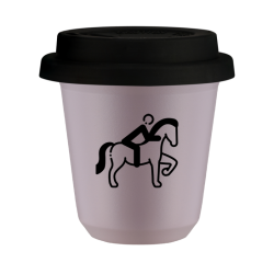 Cup 80 ml LAVENDER "Equestrianism 2", with black lid