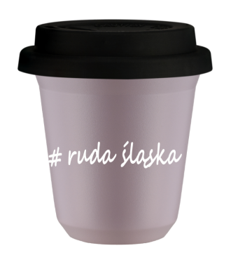 Kubek 80 ml LAWENDOWY Ruda Śląska z pokrywką czarna