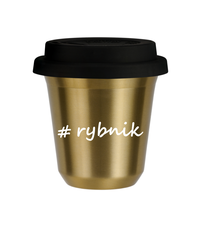 Kubek 150 ml ZŁOTY Rybnik z pokrywką czarna kubek termiczny na kawe | 70,00 zł Kubek 150 ml ZŁOTY Rybnik z pokrywką czarna kubek termiczny na kawe | 70,00 zł