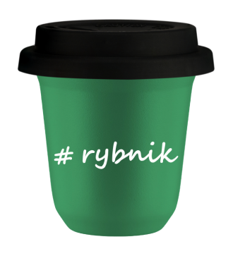 Kubek 240 ml ZIELONY Rybnik z pokrywką czarna