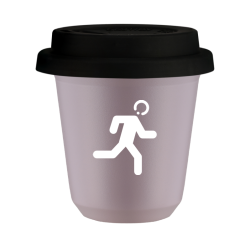 Cup 80 ml LAVENDER "Runner (white)", with black lid