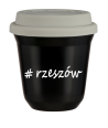 Kubek 240 ml CZARNY Rzeszów z pokrywką biala kubek termiczny na kawe | 75,00 zł