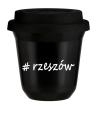 Kubek 150 ml CZARNY Rzeszów z pokrywką czarna kubek termiczny na kawe | 70,00 zł