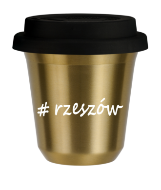 Kubek 80 ml ZŁOTY Rzeszów z pokrywką czarna