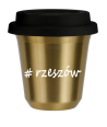 Kubek 240 ml ZŁOTY Rzeszów z pokrywką czarna kubek termiczny na kawe | 75,00 zł