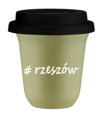 Kubek 150 ml PISTACJOWY Rzeszów z pokrywką czarna