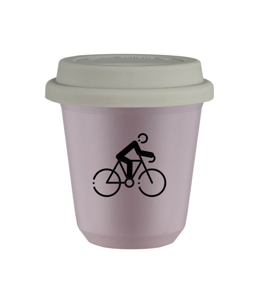 Cup 80 ml LAVENDER "Cycling 3", with white lid