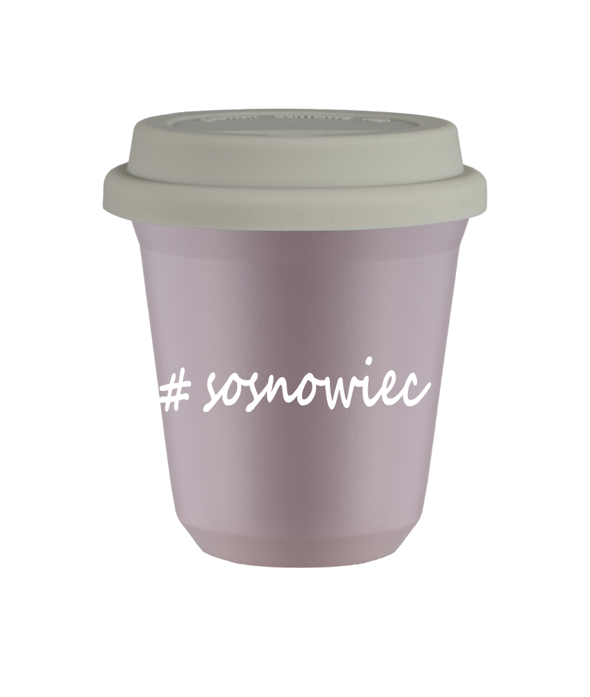 Cup 240 ml LAVENDER "Sosnowiec", with white lid