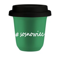 Cup 150 ml GREEN "Sosnowiec", with black lid