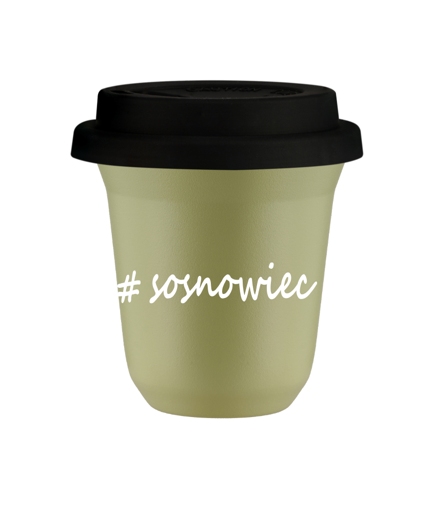Cup 240 ml PISTACHIO "Sosnowiec", with black lid