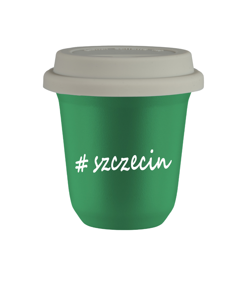 Kubek 150 ml ZIELONY Szczecin z pokrywką biala kubek termiczny na kawe | 70,00 zł Kubek 150 ml ZIELONY Szczecin z pokrywką biala kubek termiczny na kawe | 70,00 zł