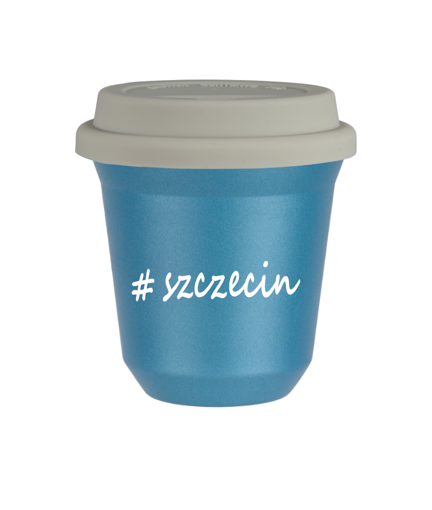 Kubek 80 ml BŁĘKITNY METALIC Szczecin z pokrywką biala kubek termiczny na kawe | 70,00 zł Kubek 80 ml BŁĘKITNY METALIC Szczecin z pokrywką biala kubek termiczny na kawe | 70,00 zł