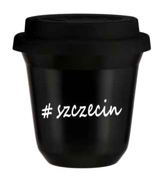 Kubek 80 ml CZARNY Szczecin z pokrywką czarna