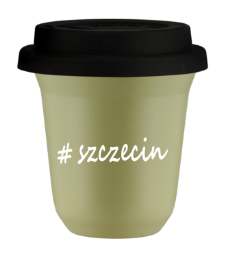 Kubek 240 ml PISTACJOWY Szczecin z pokrywką czarna
