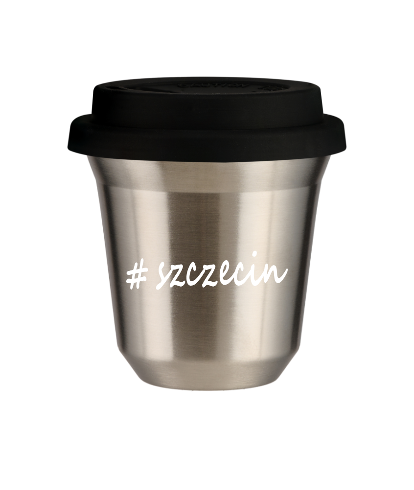 Kubek 80 ml SREBRNY Szczecin z pokrywką czarna kubek termiczny na kawe | 70,00 zł Kubek 80 ml SREBRNY Szczecin z pokrywką czarna kubek termiczny na kawe | 70,00 zł