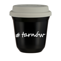 Cup 80 ml BLACK "Tarnów", with white lid