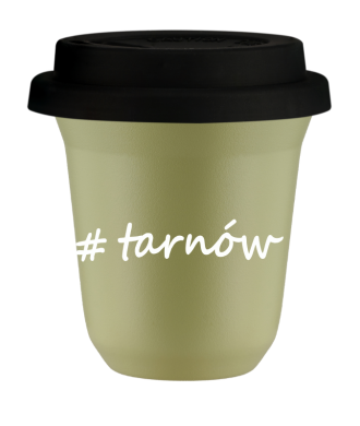 Kubek 240 ml PISTACJOWY Tarnów z pokrywką czarna