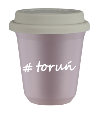 Kubek 150 ml LAWENDOWY Toruń z pokrywką biala
