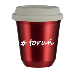Cup 240 ml METALLIC RED "Toruń", with white lid