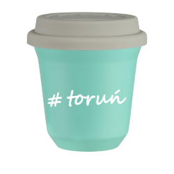 Cup 80 ml TURQUOISE "Toruń", with white lid