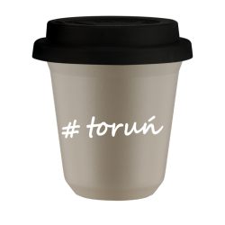 Cup 80 ml BEIGE "Toruń", with black lid