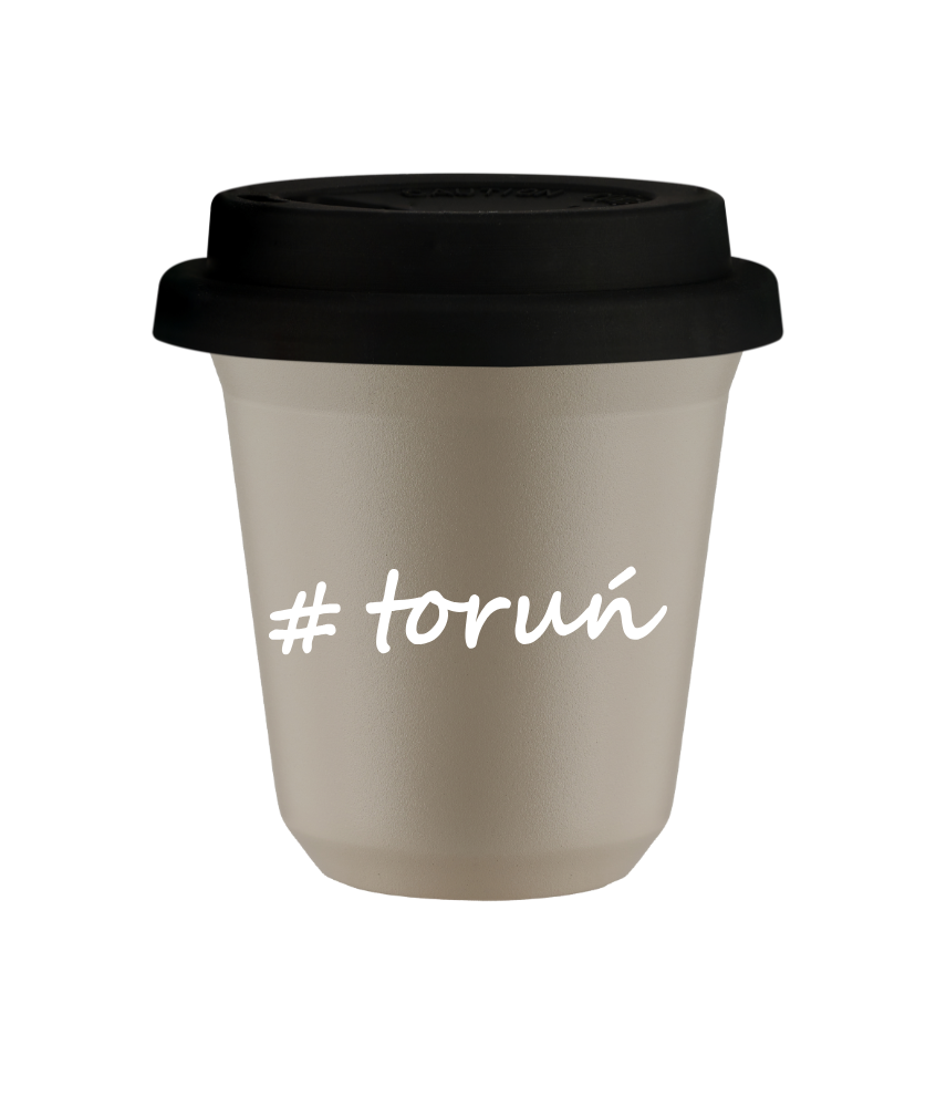 Cup 80 ml BEIGE "Toruń", with black lid