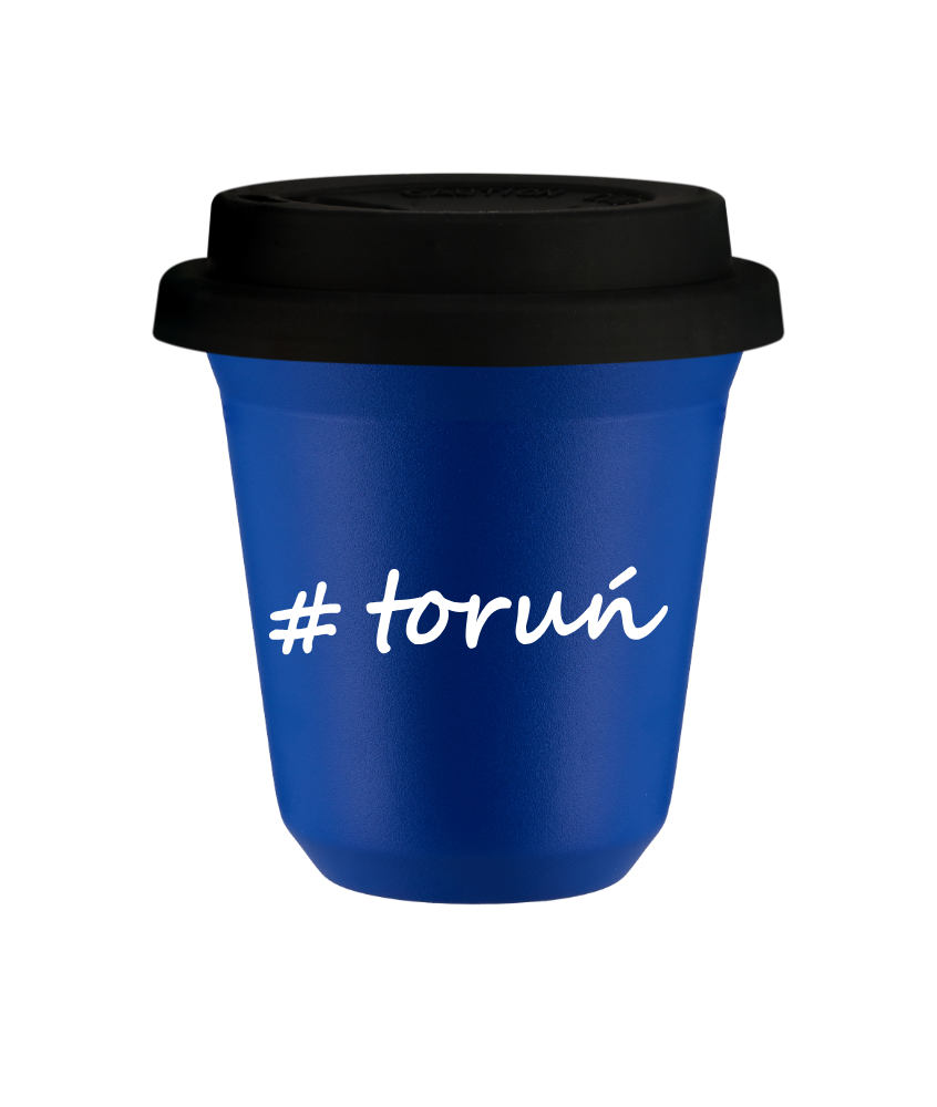 Cup 240 ml BLUE "Toruń", with black lid