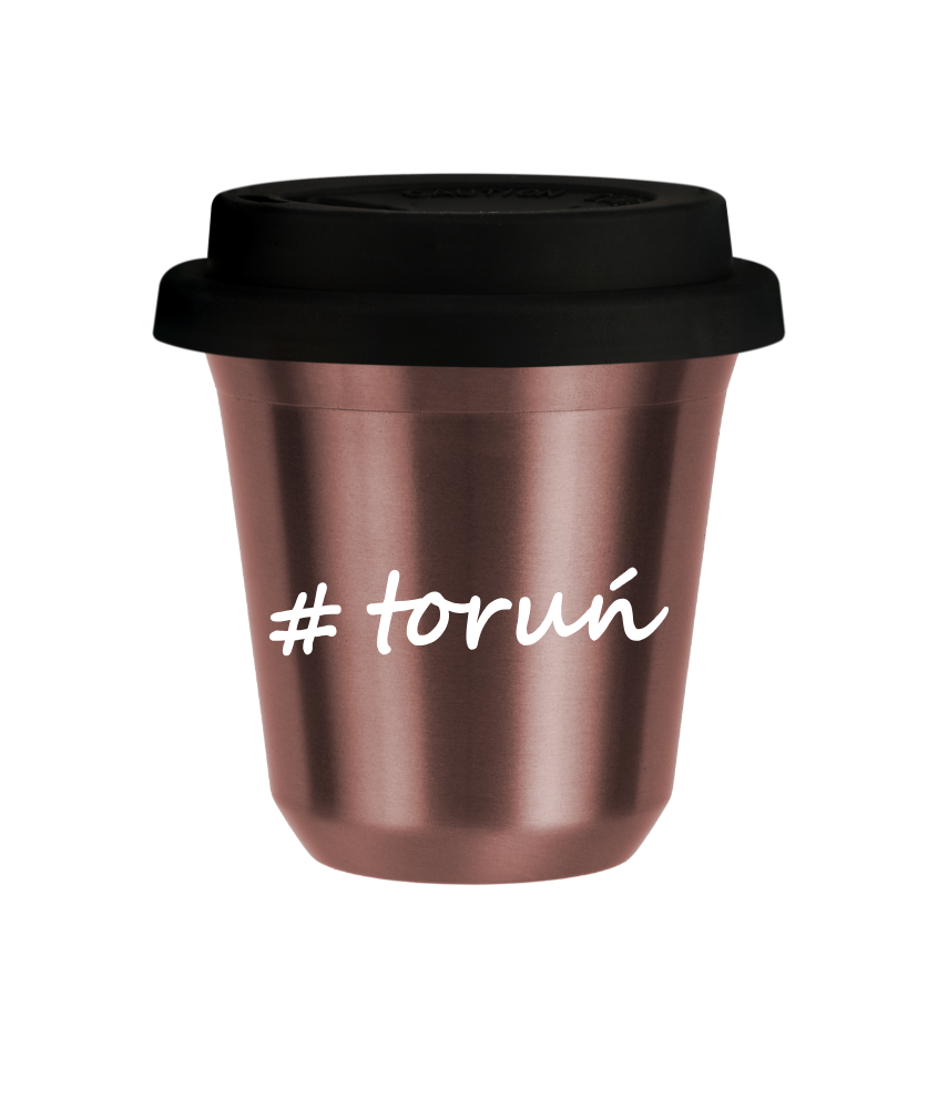 Cup 80 ml ROSE GOLD "Toruń", with black lid