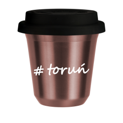Cup 240 ml ROSE GOLD "Toruń", with black lid