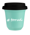 Kubek 240 ml TURKUSOWY Toruń z pokrywką czarna kubek termiczny na kawe | 75,00 zł