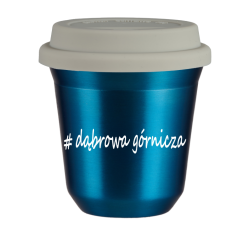 Cup 80 ml METALLIC BLUE "Wałbrzych", with white lid