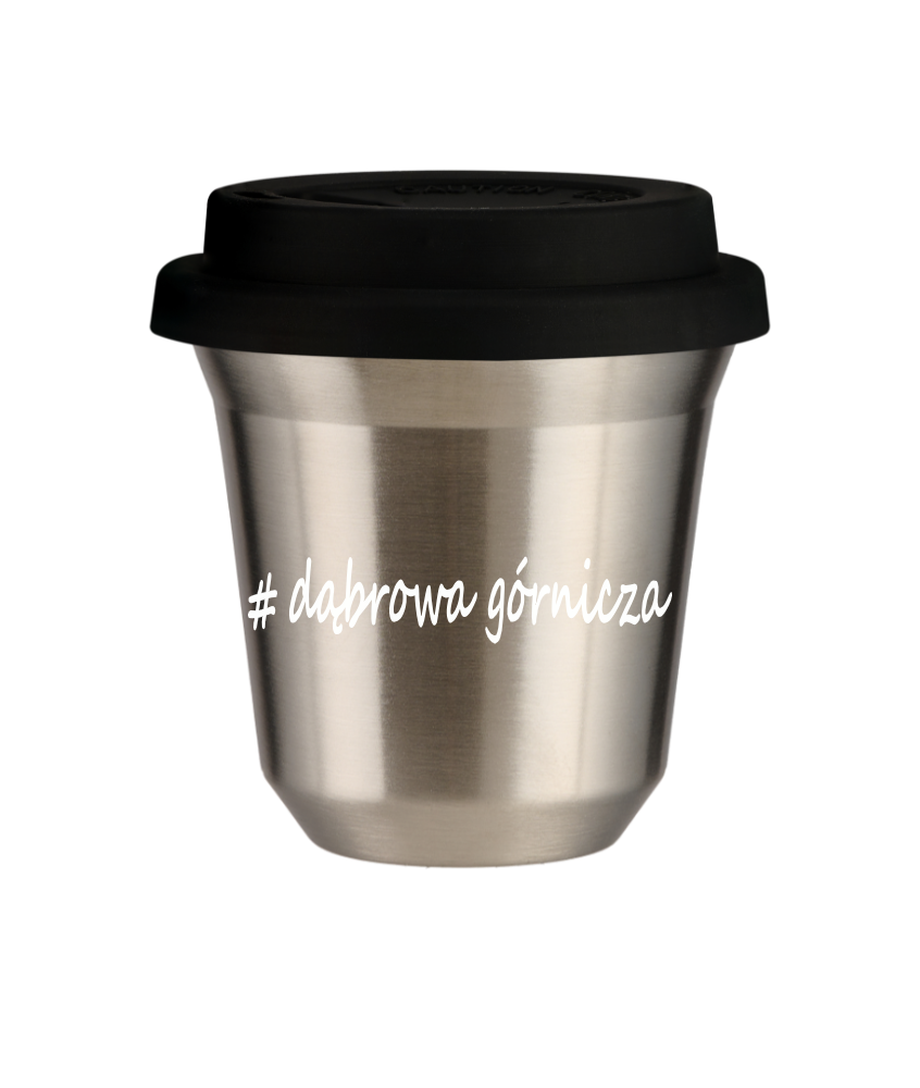Cup 150 ml SILVER "Wałbrzych", with black lid